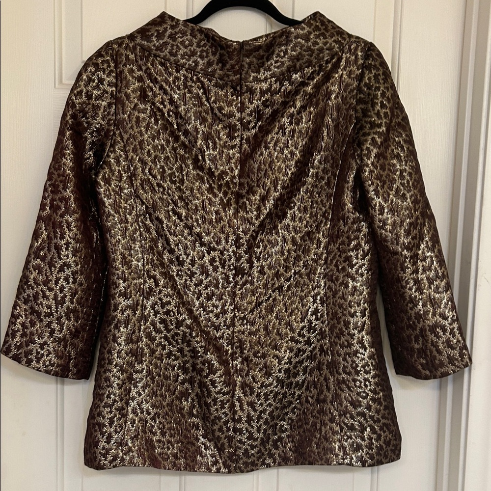 🔥 MICHAEL Michael Kors Metallic Leopard Jacquard Boatneck Top - Size 12 🔥 - Picture 5 of 5